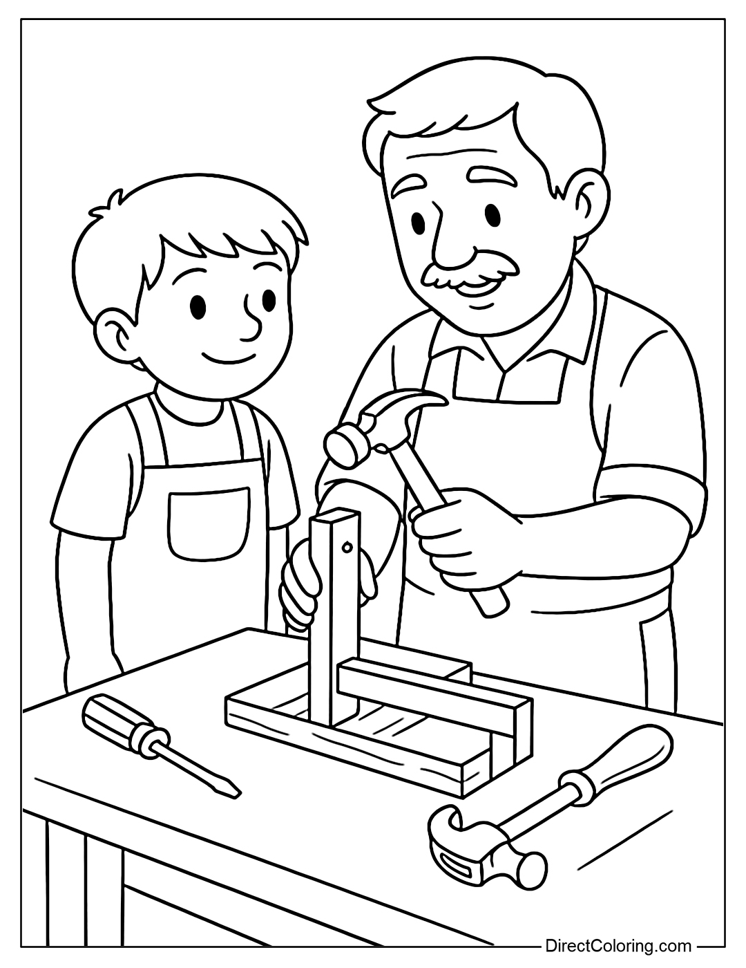 Carpenter Apprentice Coloring Page Watching a Carpenter Show Me How to Build a Wooden Furniture.